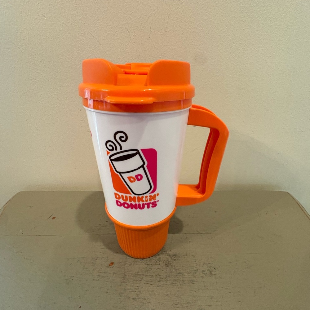 Dunkin' Donuts Orange & White Travel Mug with Handle
